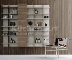 Salle de Bains Moderne avec Vasque rectangle et Éléments mural en métal mat et surfaces en bois - 5