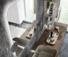 Salle de Bains italienne avec Éléments Muraux Cube, vasque céramique et plan en bois véritable - 4