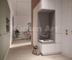 Cuisine avec îlot Céramique Calacatta gris et beige Colonnes encastrable pour espace sophistiqué - 4