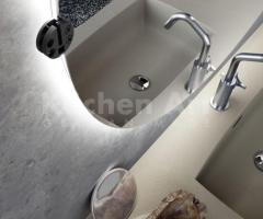 Salle de bains design italien bois & Calce – Rangement mural asymétrique - 5